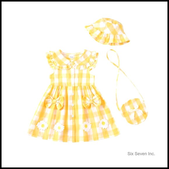 Other - Toddler Girl Summer Dress Ruffle Sleeve Peter Pan Collar Casual Playwear Outfit